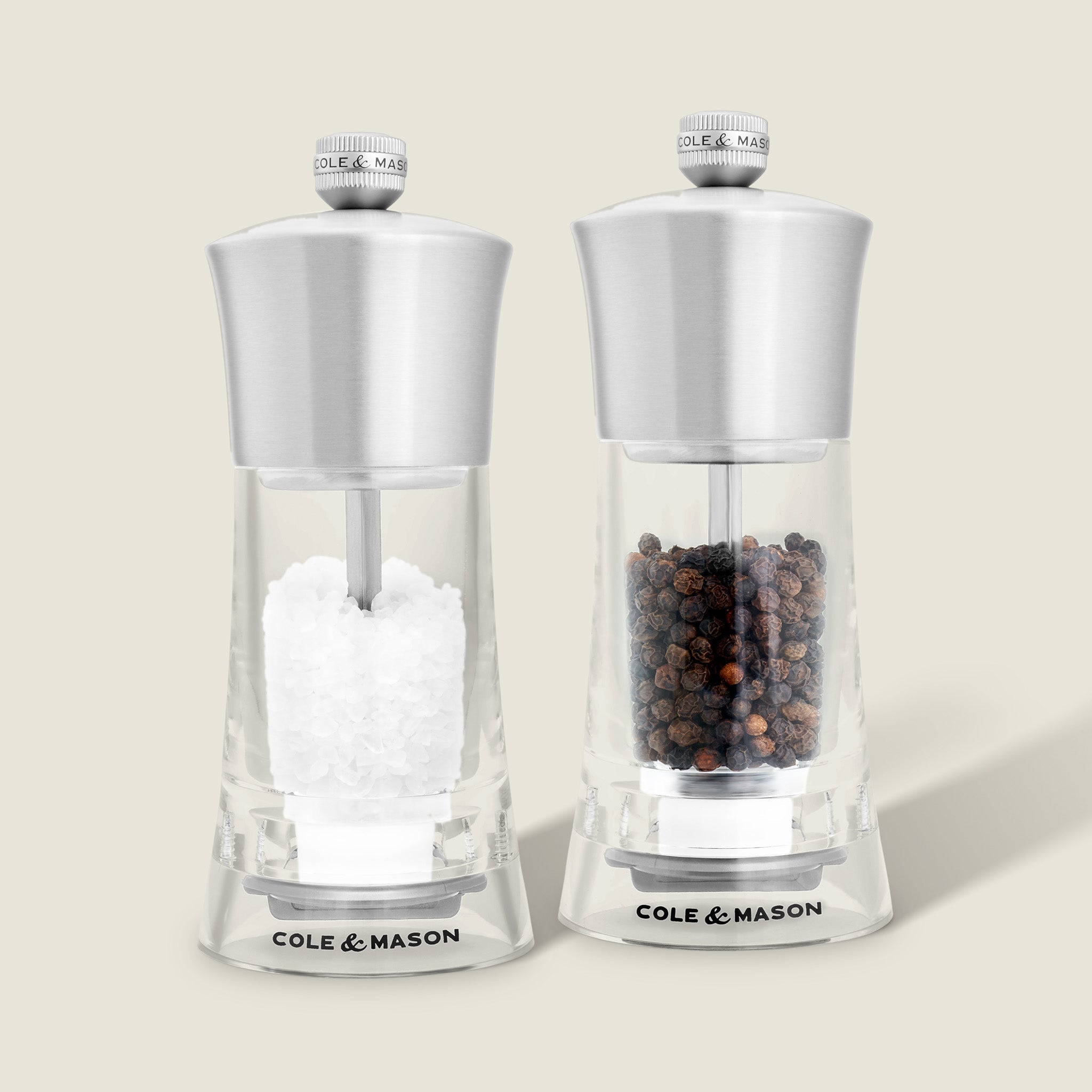 Cole & Mason Bromley Acrylic Salt & Pepper Mills – Adjustable