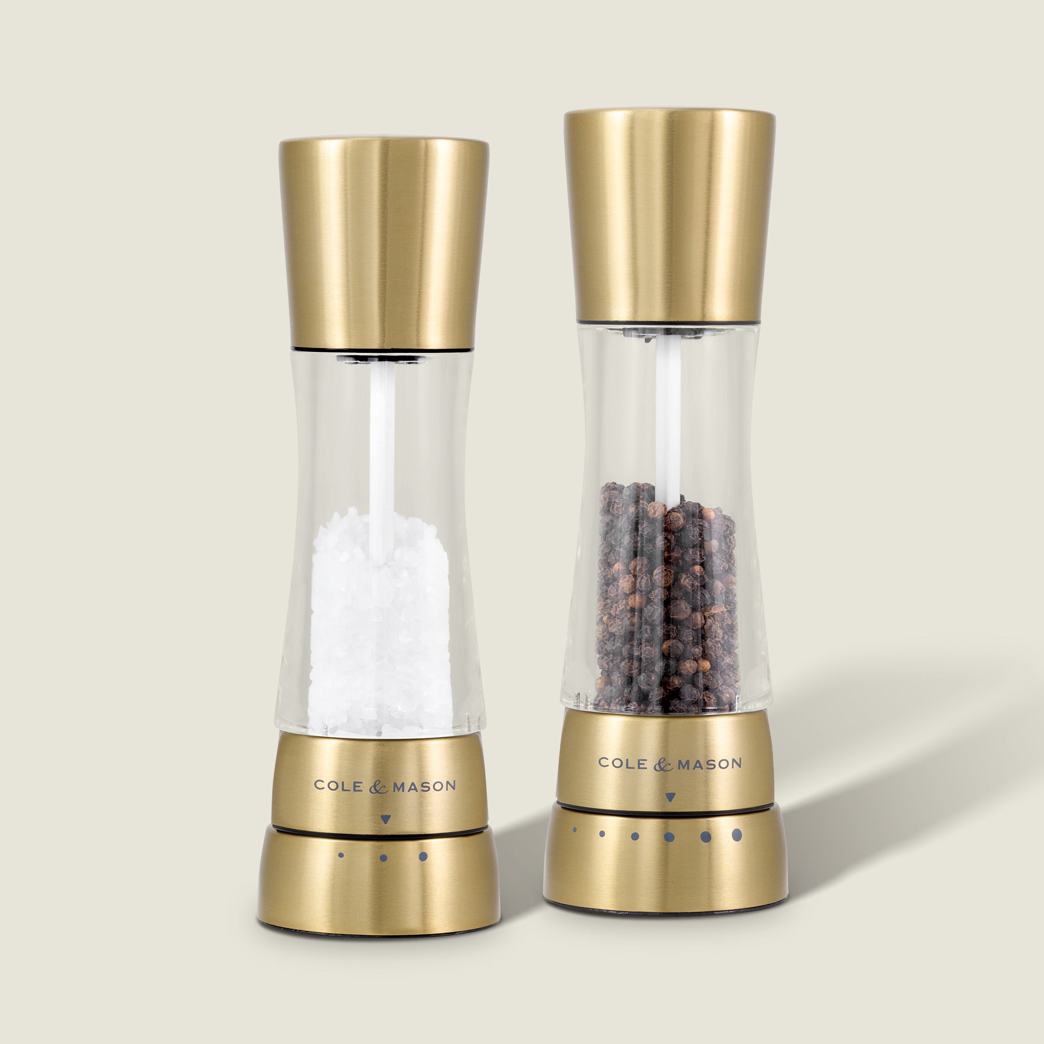 Cole & Mason Derwent Matte Gold Salt & Pepper Mills – Adjustable