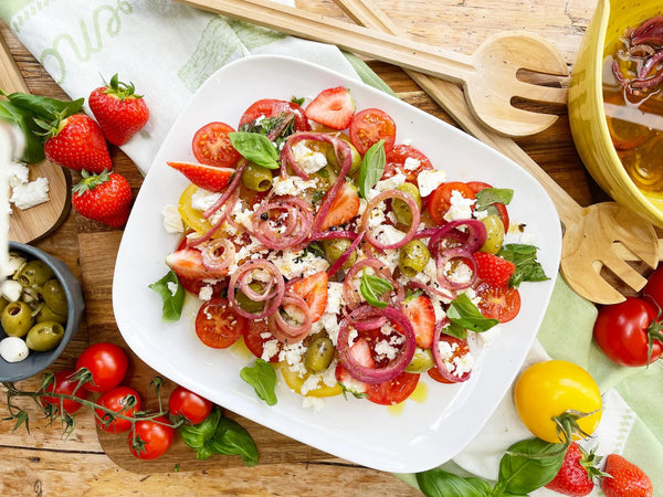 Al Fresco Tomato & Feta Salad with Slightly Pickled Onions
