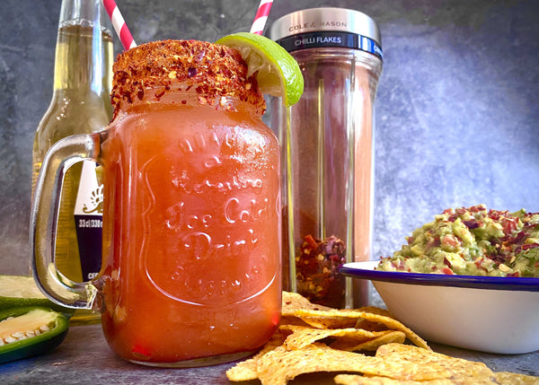 Summer Michelada with Fresh Guacamole and Chips