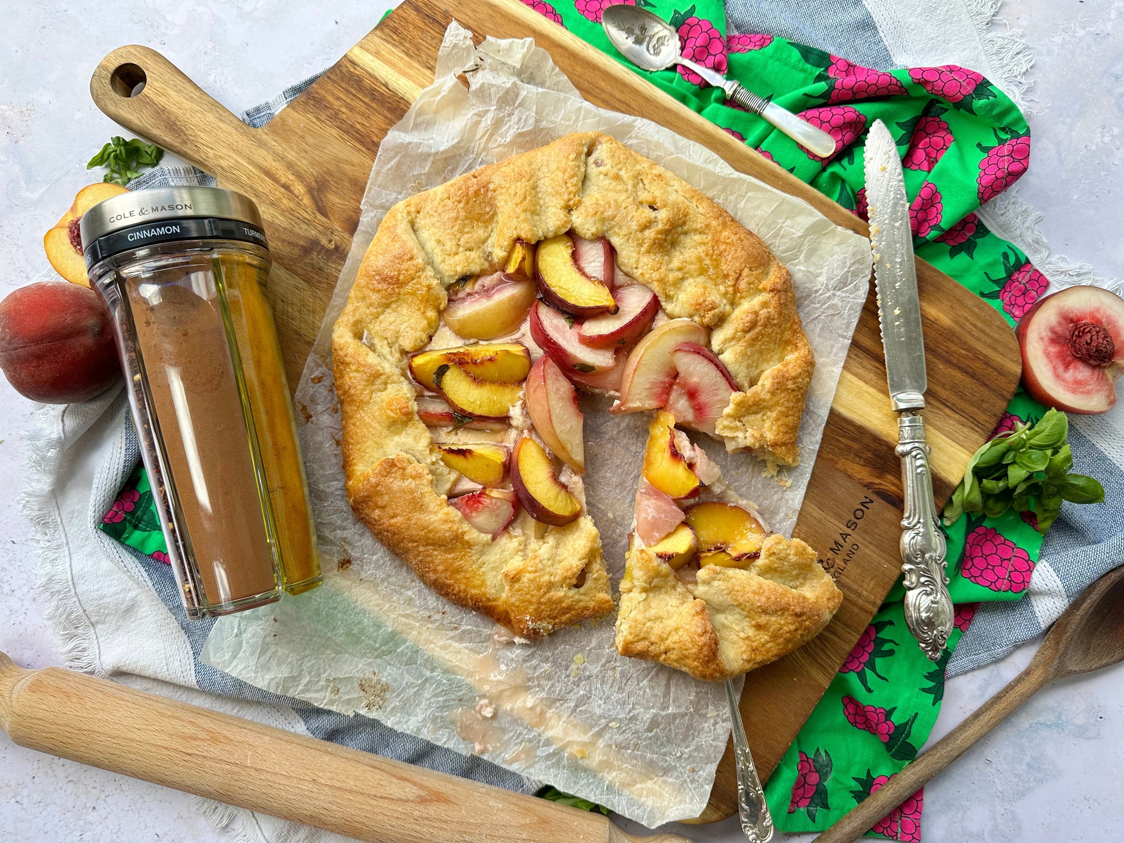Peach, Nectarine and Basil Galette