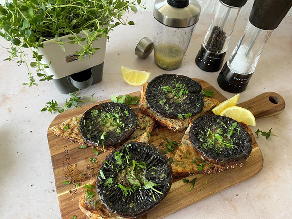 Barbecued Portobello Mushrooms with Garlic and Herb Dressing