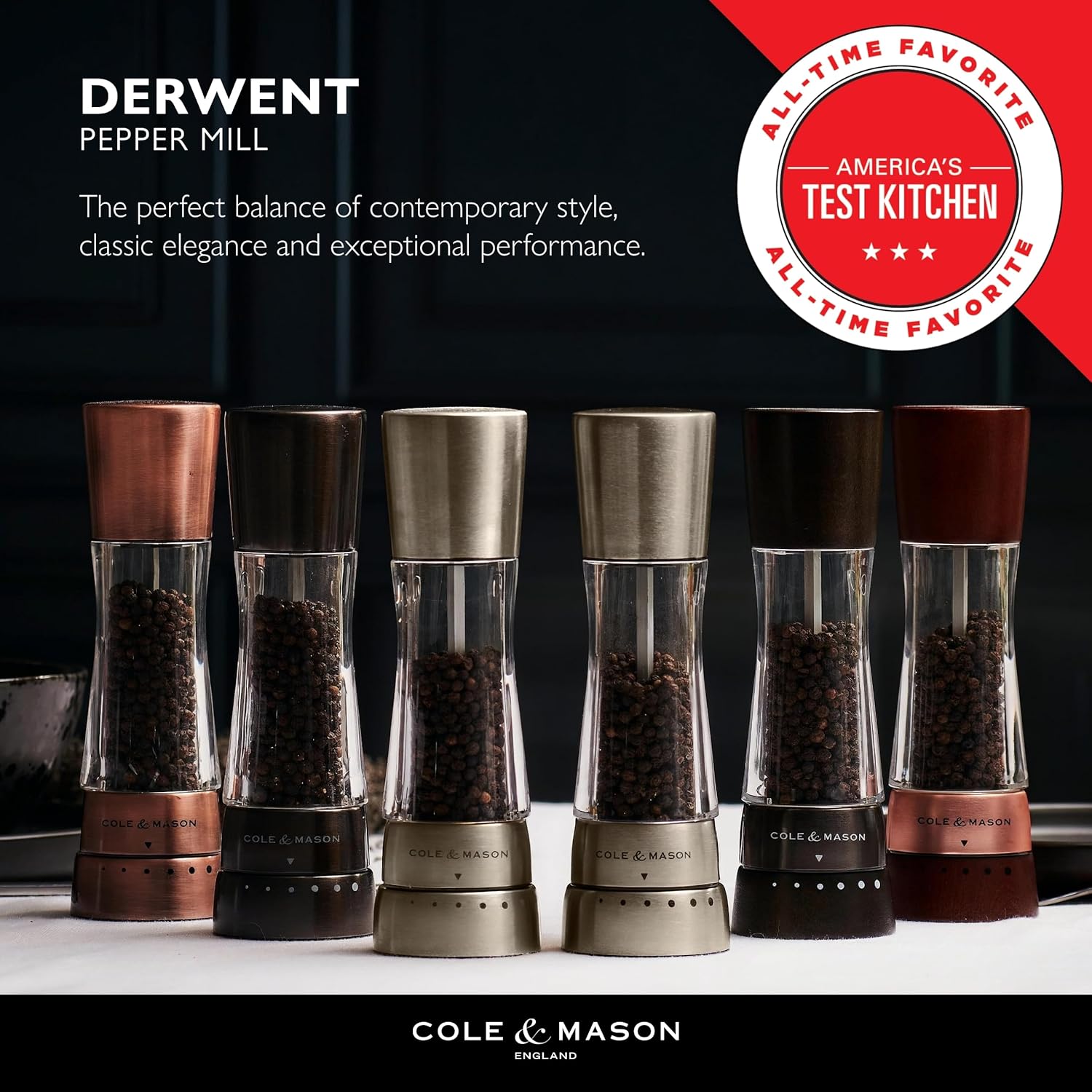 Cole & Mason Derwent pepper mill awarded America’s Test Kitchen’s “All-Time Favorite Pepper Mill”