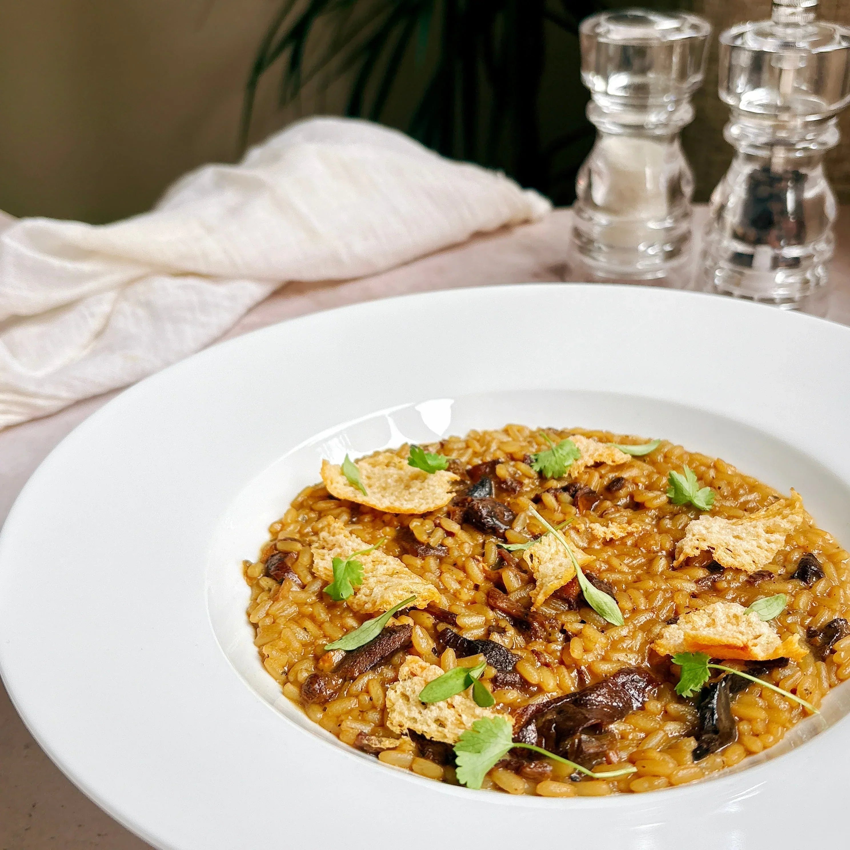 Porcini Mushroom Risotto with Parmesan Crisp