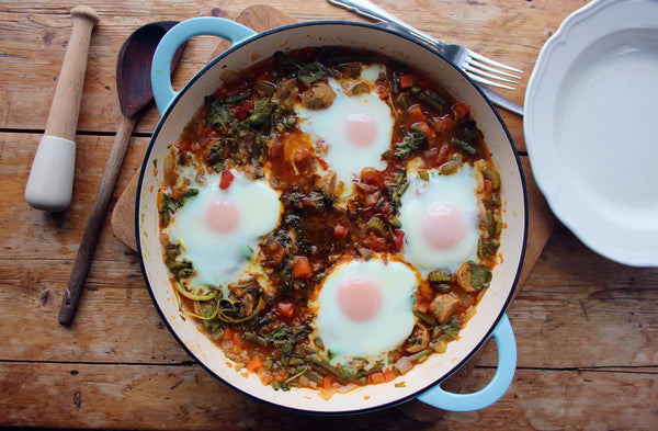Sausage and Red Lentil Spicy Stew Shakshuka