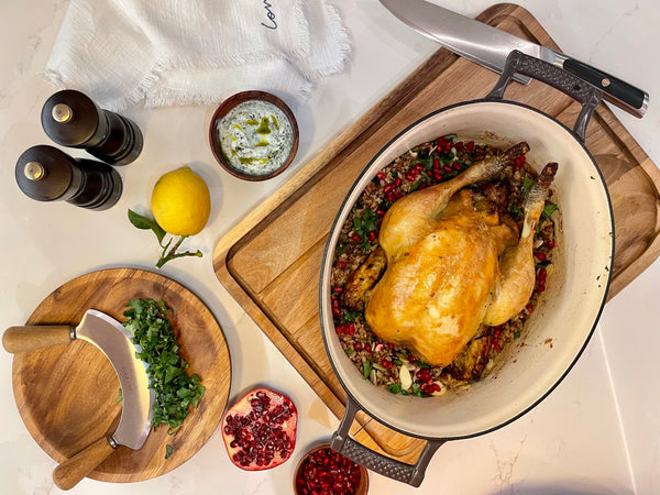 Pot Roasted Chicken with Middle Eastern Rice and Lentils