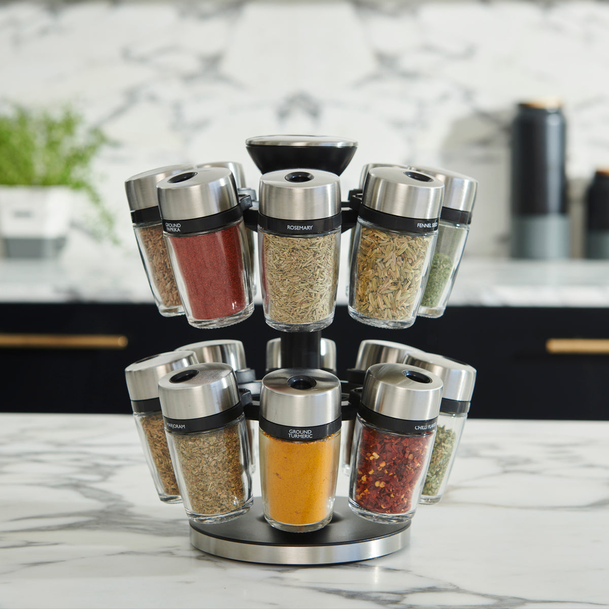 Cole Mason Cambridge Herb Spice Rack 16 Jar Carousel Cole Mason US