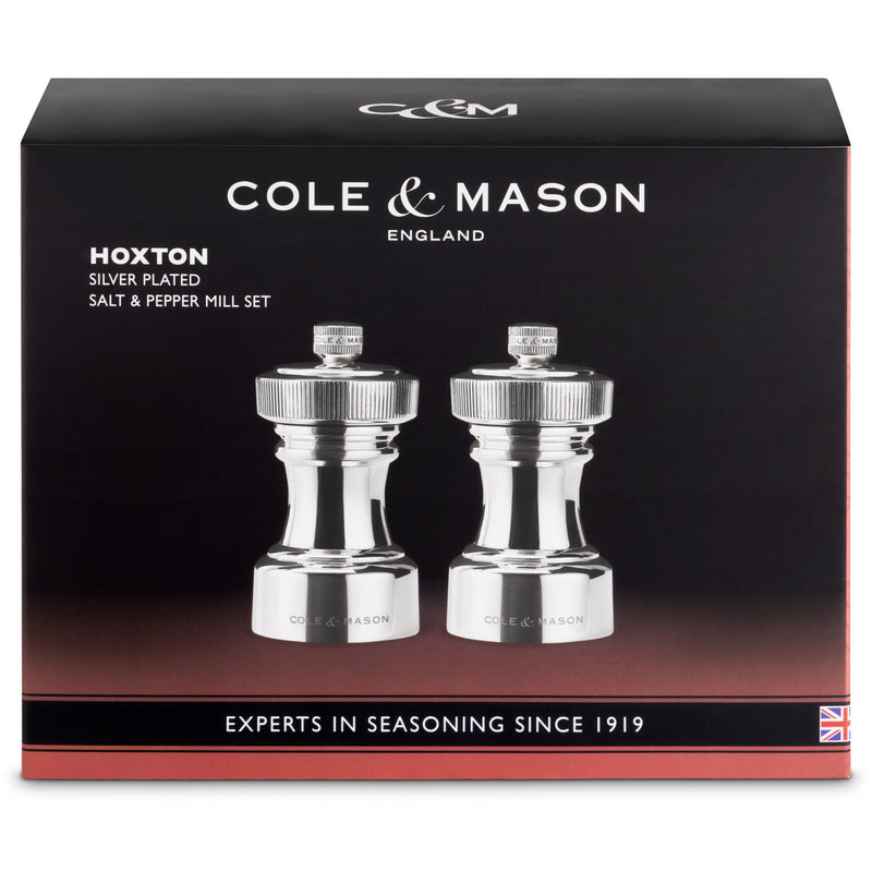 Cole & Mason Hoxton Silver Plated Salt and Pepper Mill Gift Set 4"