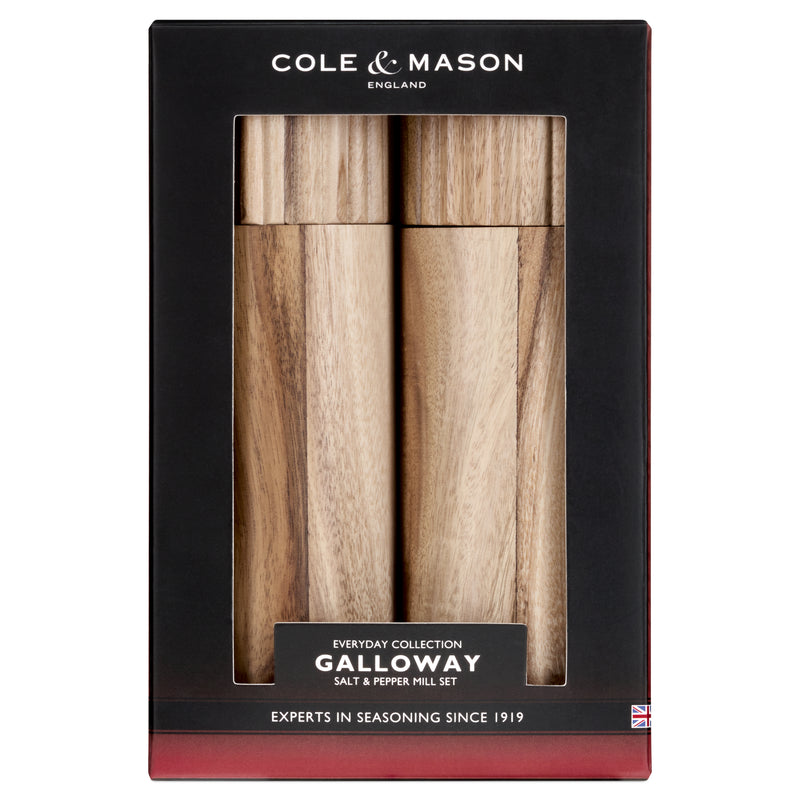 Cole & Mason Galloway Acacia Salt and Pepper Mill Gift Set 7"