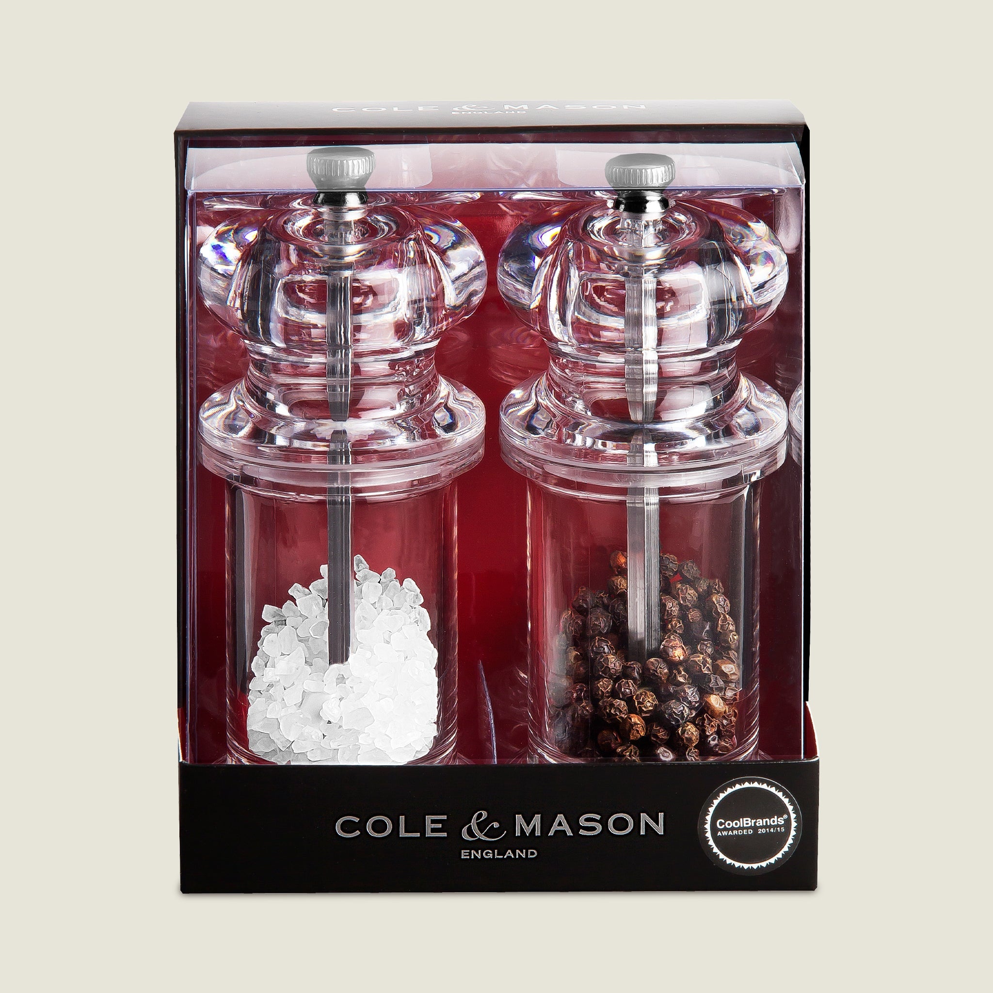 Cole & Mason 505 Acrylic Salt & Pepper Mills – Adjustable Grinders
