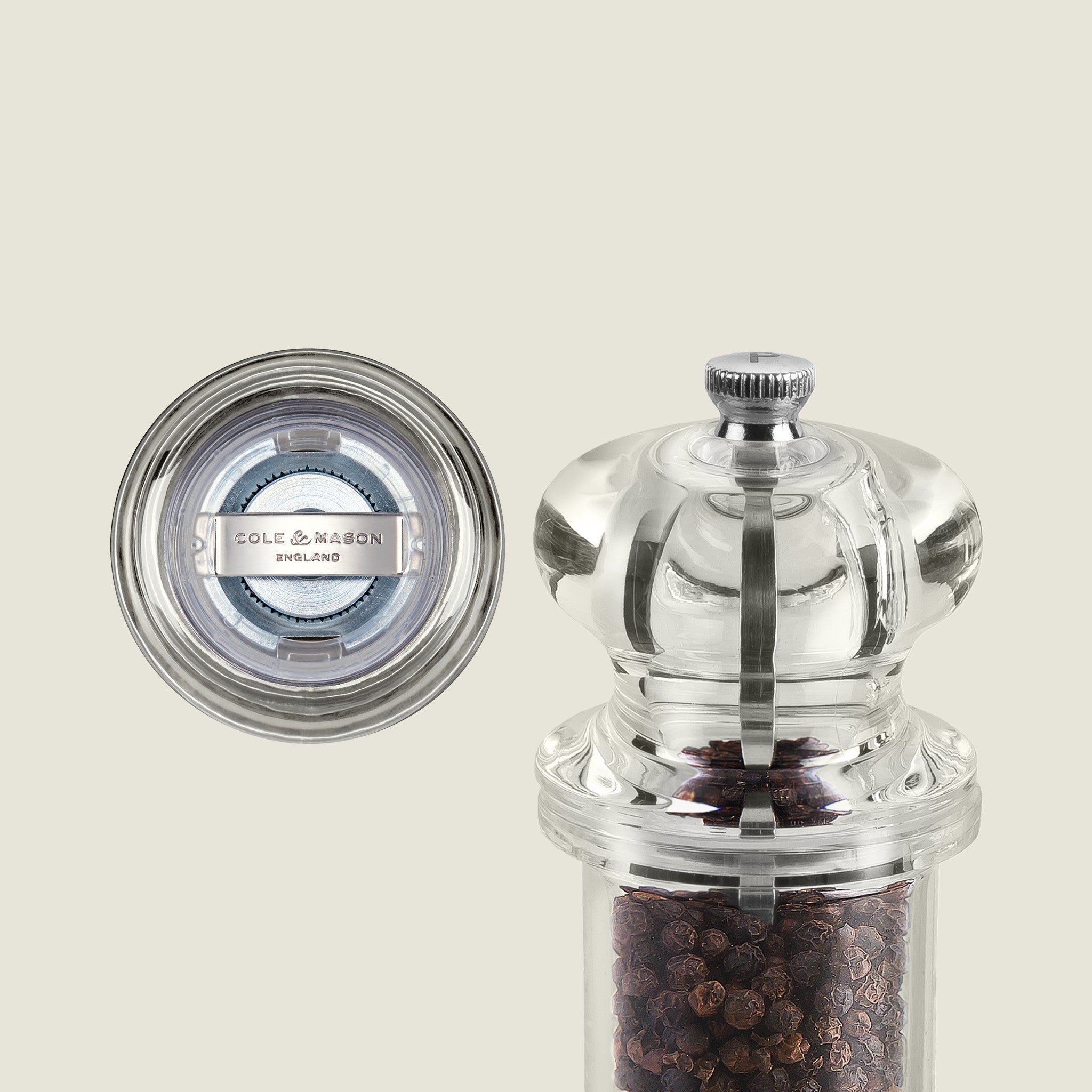 cole＆mason ミル　505 Cole & Mason 505 Acrylic Salt & Pepper Mills – Adjustable Grinders