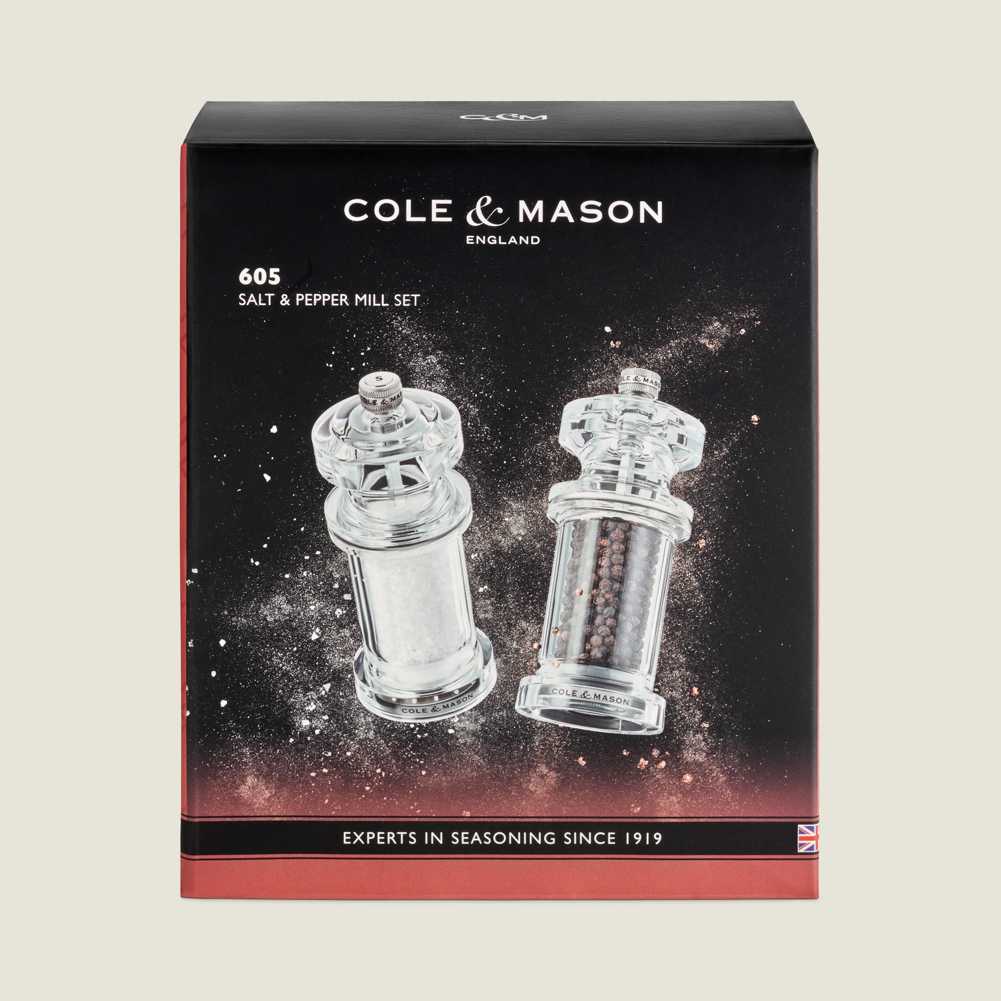 Cole & Mason 605 Acrylic Salt & Pepper Mills – Adjustable Grinders