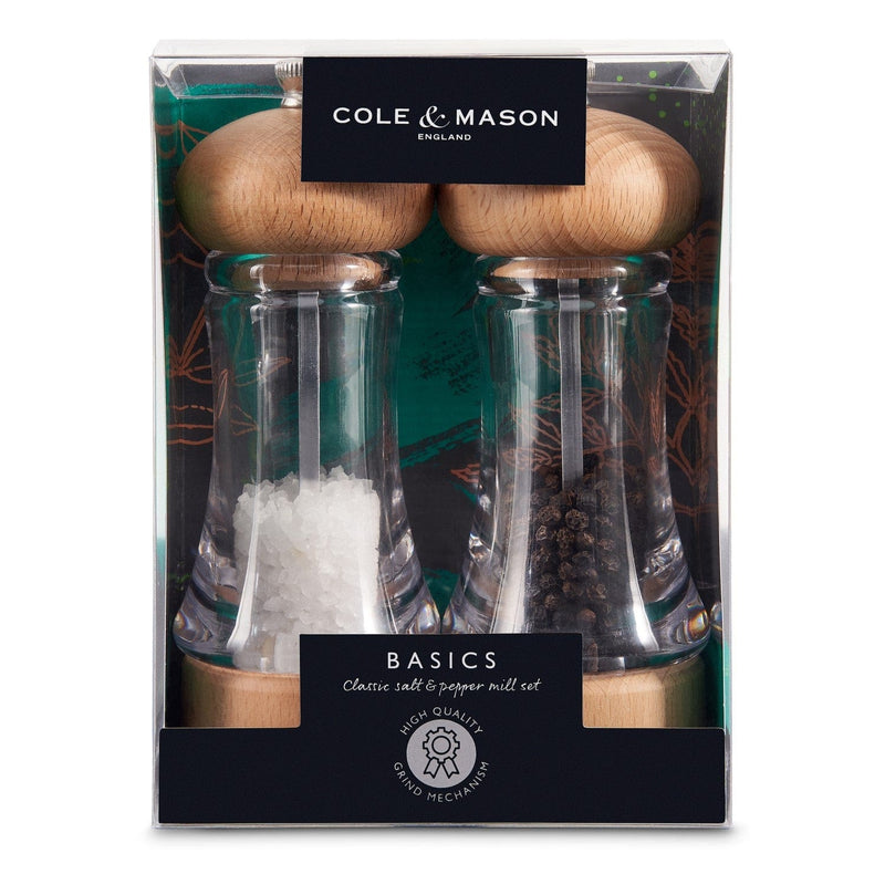 Cole & Mason H57273P Bobbi Salt and Pepper Mills, Precision+,  Chrome/Acrylic, 185 mm, Gift Set, Includes 2 x Salt and Pepper Grinders