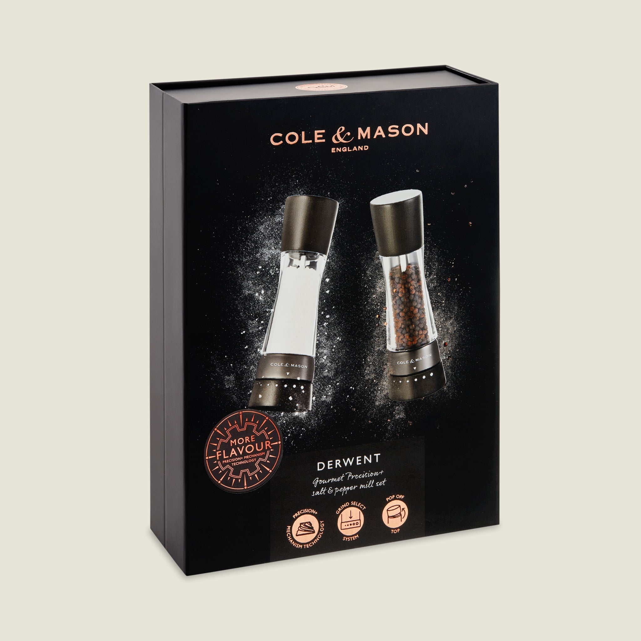 Cole & Mason Derwent Black Wood Salt & Pepper Mills – Adjustable