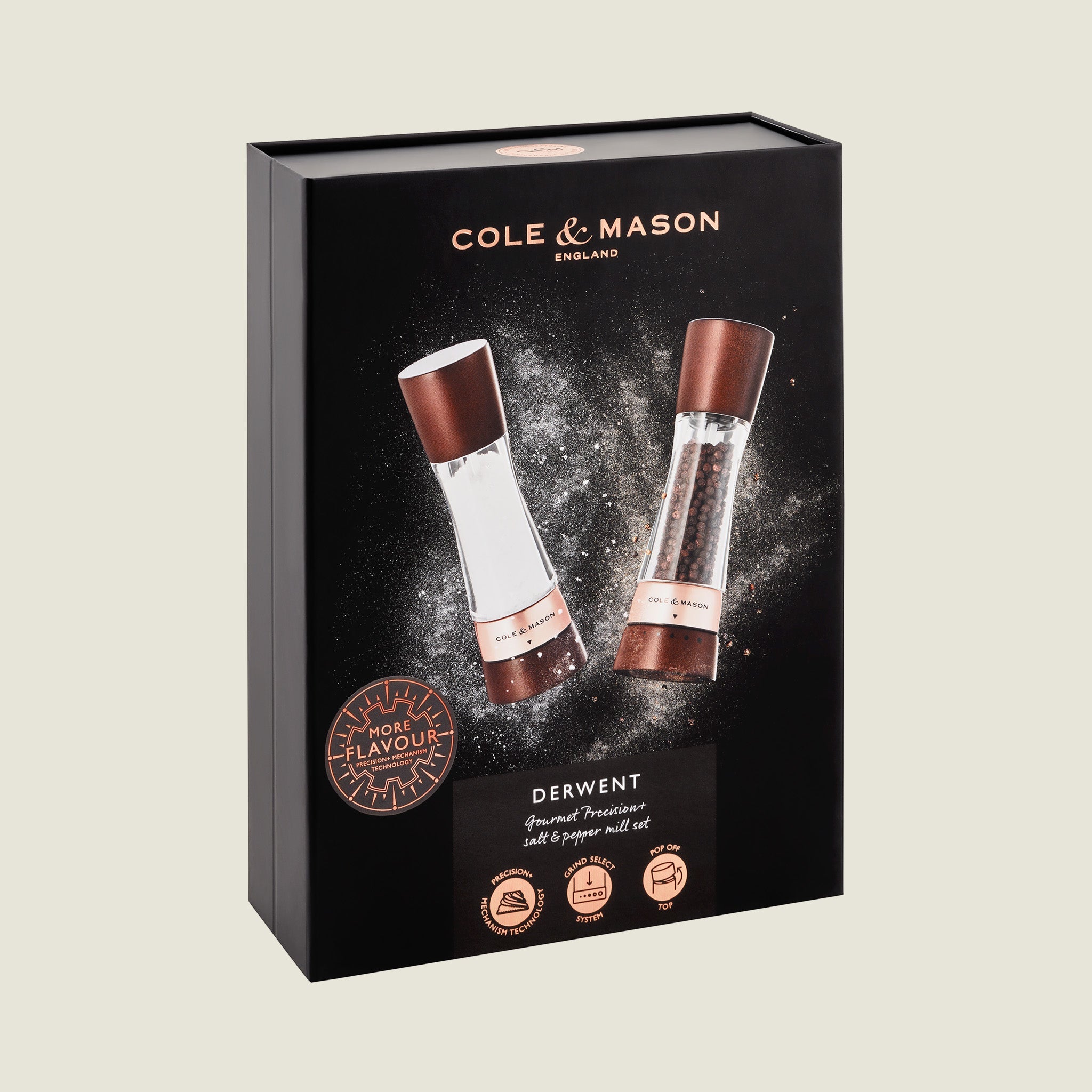 Derwent Chestnut Rose Gold ペッパーミルセット Cole & Mason Derwent Chestnut Rose Gold Salt & Pepper Mills