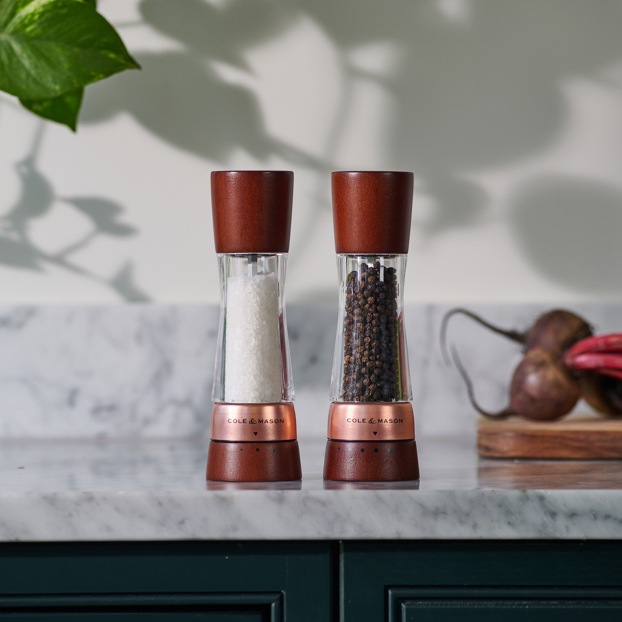Cole & Mason Derwent Chestnut Rose Gold Salt & Pepper Mills