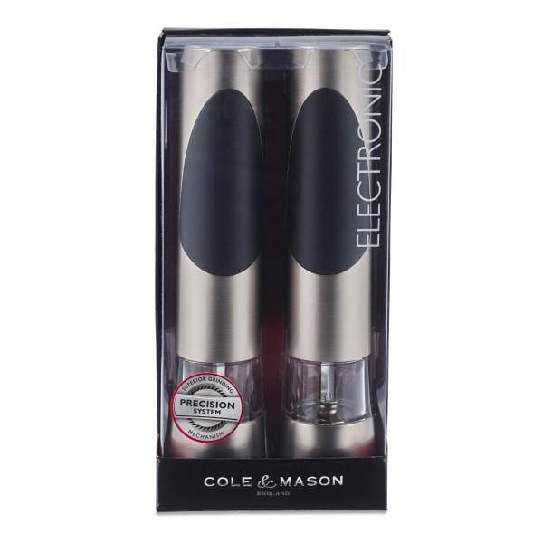 Cole & Mason Battersea Stainless Steel Electronic Salt and Pepper Mill Gift Set, 21 cm