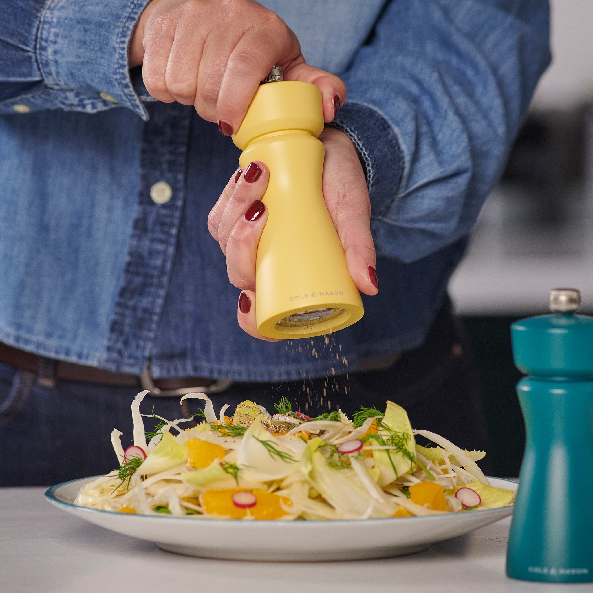 Cole & Mason Salt & Pepper Mill in Turmeric - Adjustable Grinders
