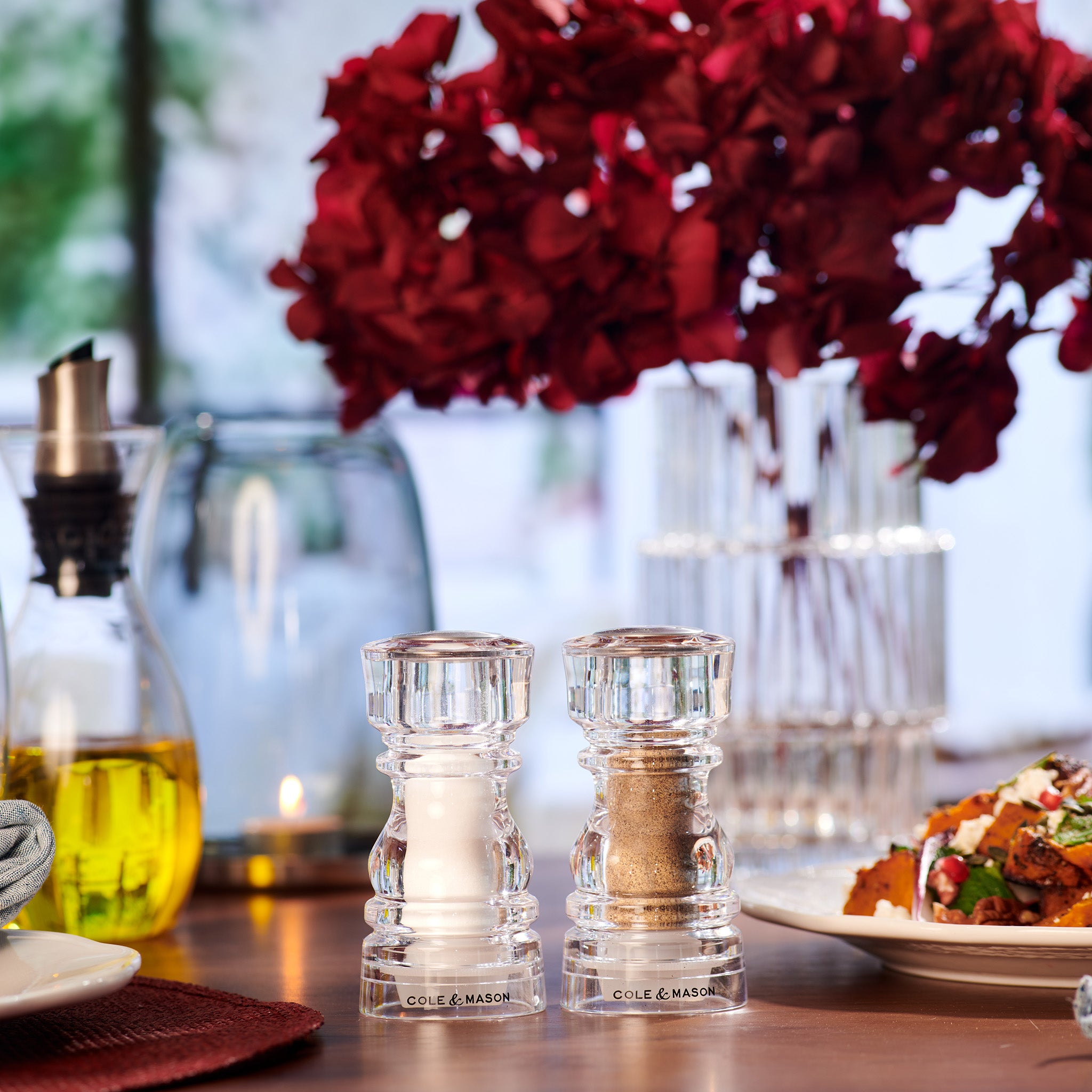 塩胡椒入れとキャンドルメニューSalt and pepper Cole & Mason London Acrylic Salt & Pepper Shakers – Durable Clear