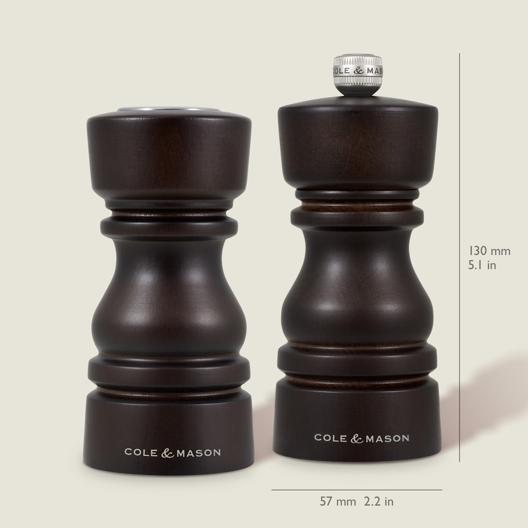Cole & Mason London Chocolate Wood Salt Shaker & Pepper Mill Set