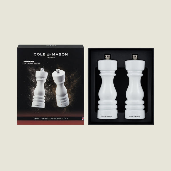 Cole & Mason London White Gloss Salt & Pepper Mills