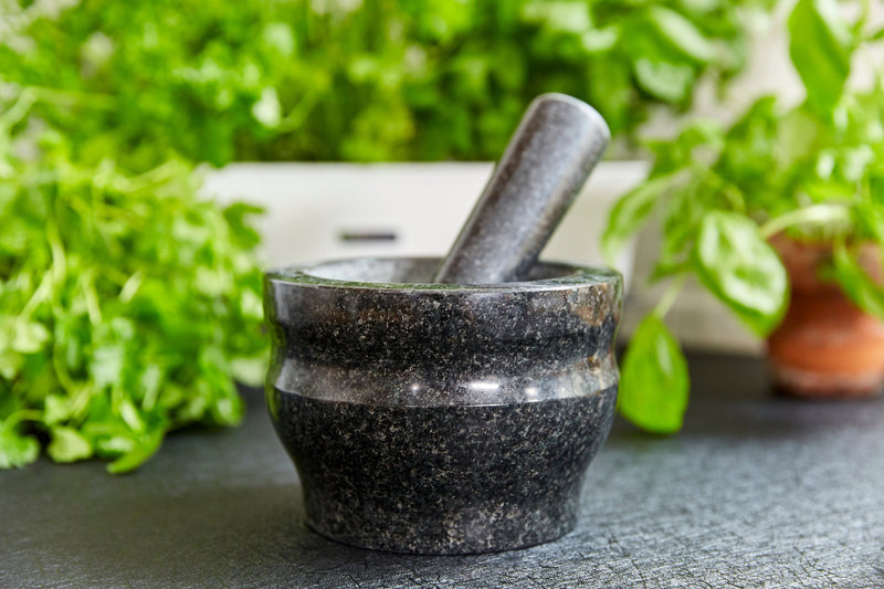 Heavy Duty Natural Granite Extra Large Mortar and Pestle Set, Hand