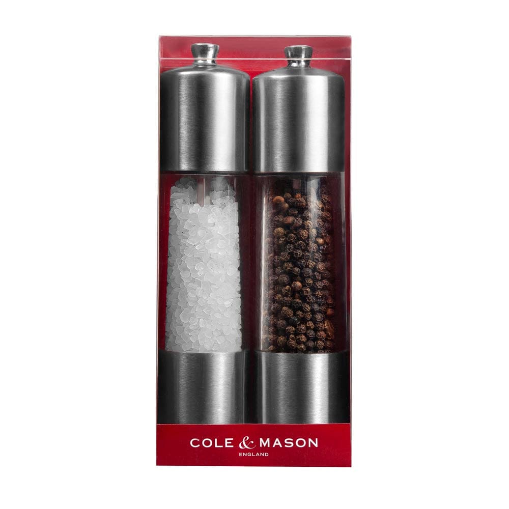 Cole & Mason Everyday Classic Salt & Pepper Mill Set, Stainless Steel  Silver & Clear 
